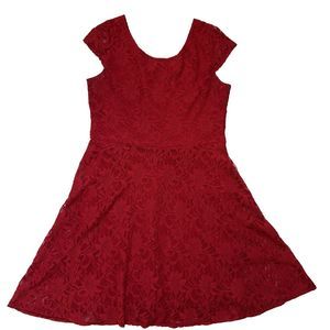 Ronnie Nicole Women’s Sz 12 Lace Red A-Line Dress, Cap Sleeve, Christmas/Holiday